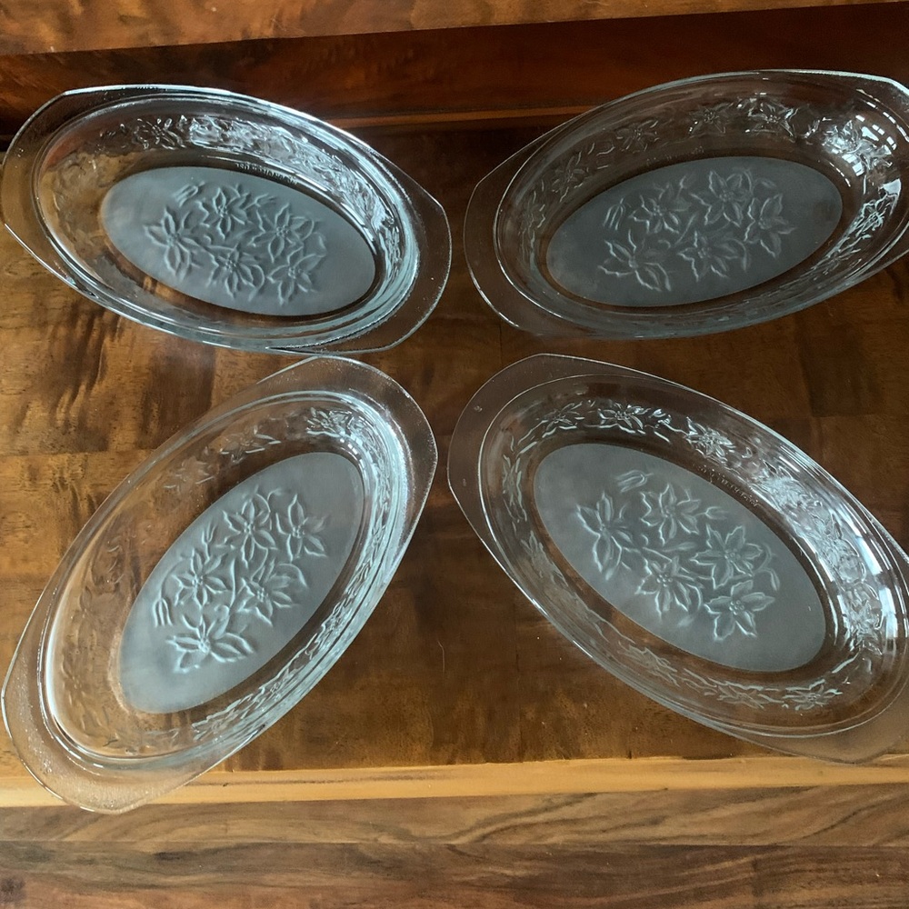 Princess House Clear Glass Floral Oval Serving Bowls - Clear